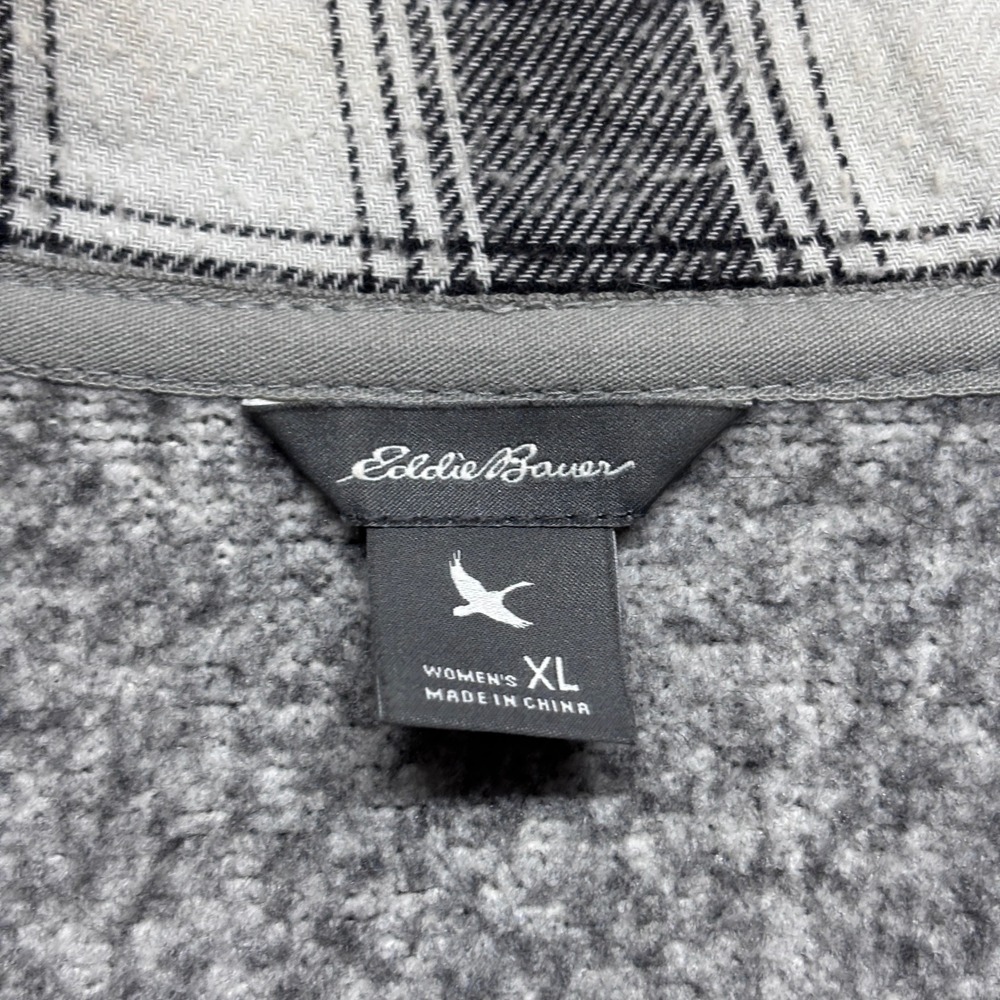 Eddie Bauer Jacket Womens XL 23802411 Gray Sweater Fleece Snap Zip EUC - Picture 5 of 9